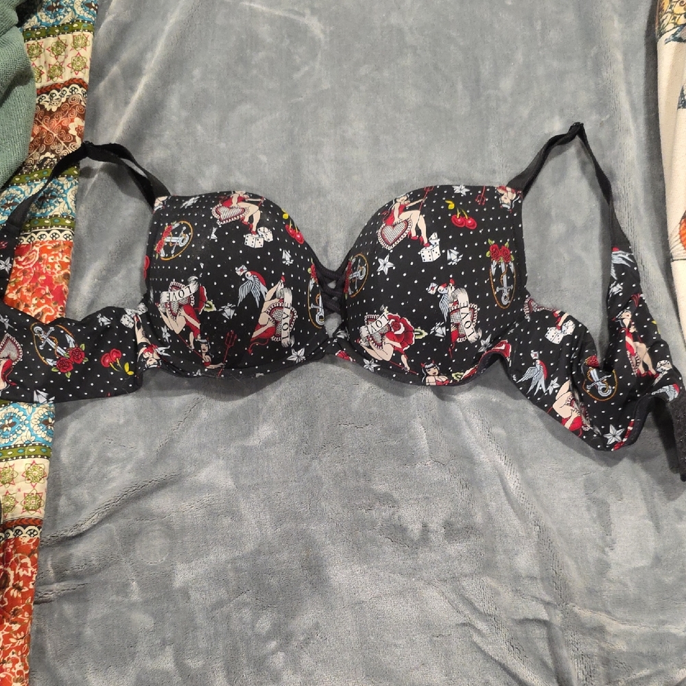 Torrid Black Holiday Print Bra